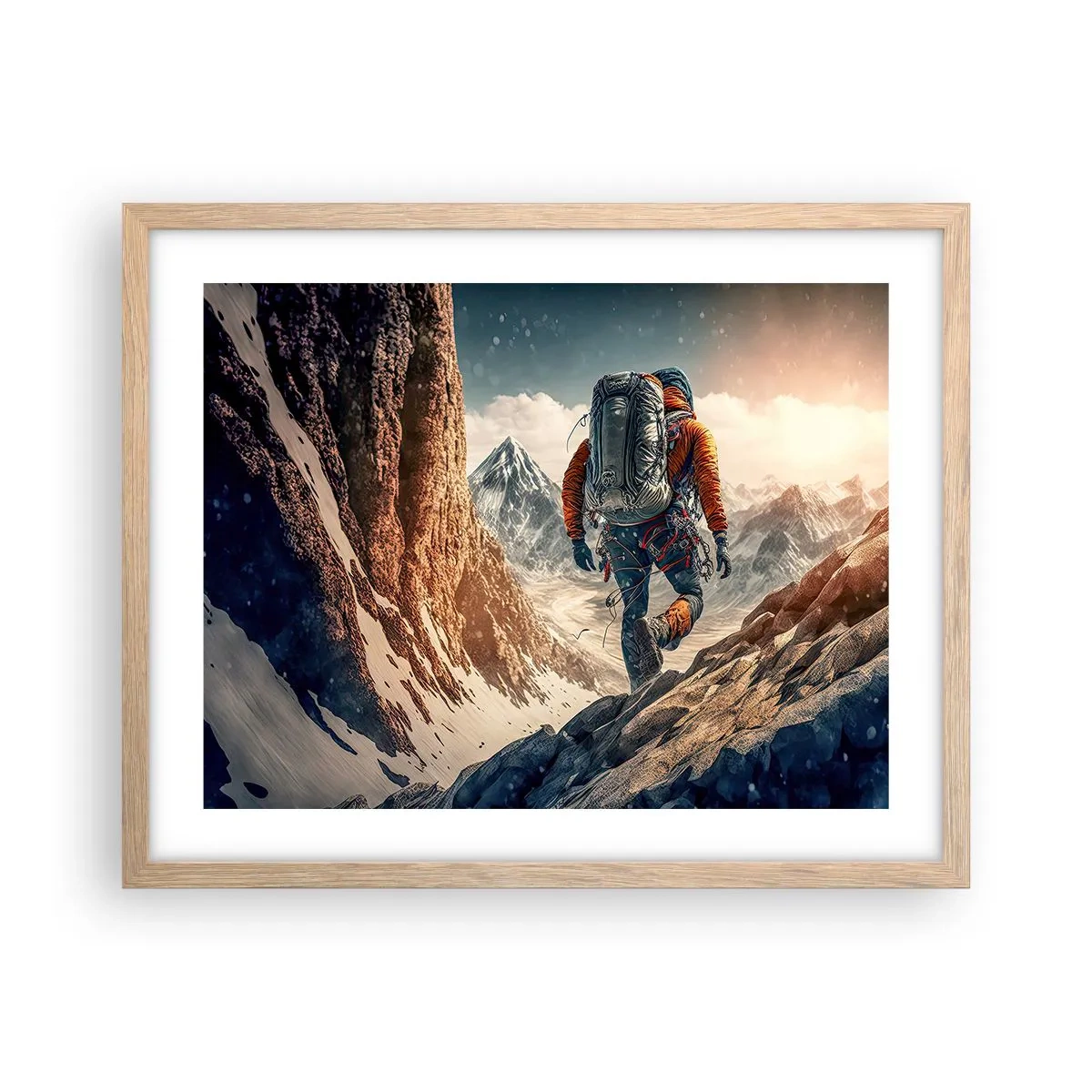 Pôster com moldura de carvalho claro - Guerreiro solitário - 50x40 cm