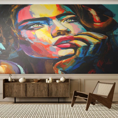 Papel de parede personalizado Premium Sand - Sonhos como pássaros voando no céu - Retrato de uma mulher, Face, Pedaço