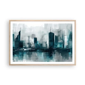 Pôster com moldura de carvalho claro - Uma cidade da cor da chuva - 91x61 cm