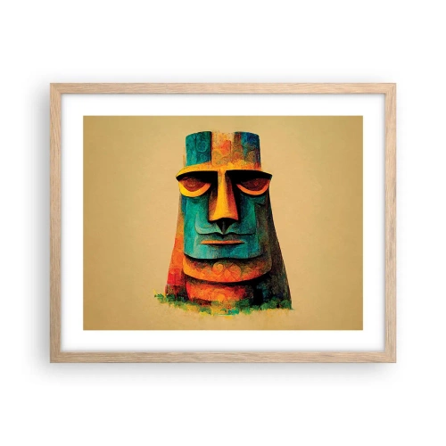 Pôster com moldura de carvalho claro - Escultórico e simpático - 50x40 cm