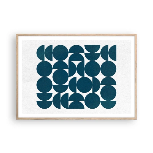 Pôster com moldura de carvalho claro - Círculos e semicírculos - 100x70 cm