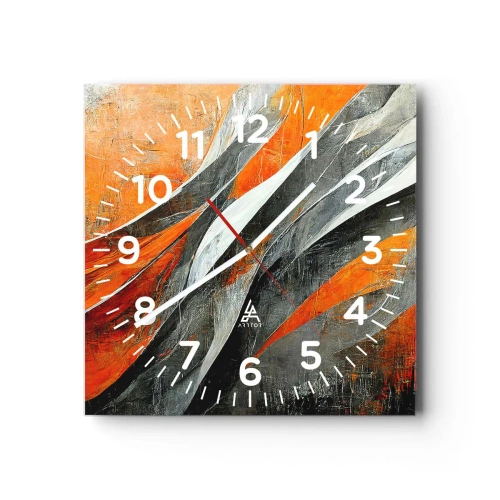 Relógio de parede - Relógio em vidro - Calor e frio - 30x30 cm