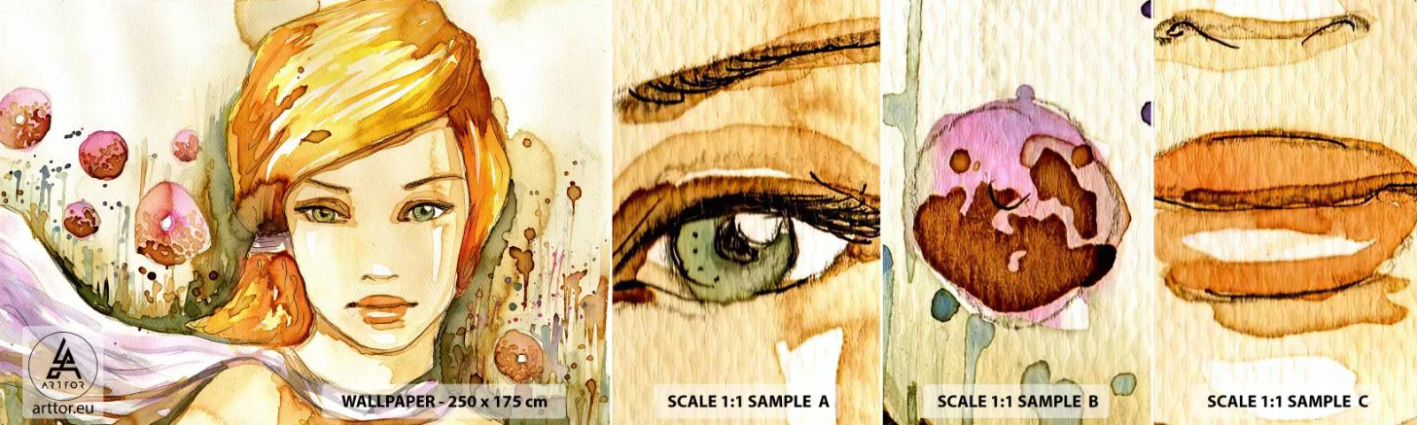 Amostra de Papel de Parede Standard Eco - Um olhar esmeralda que acalma a raiva - Mulher, Prado, Moda - 100x30 cm