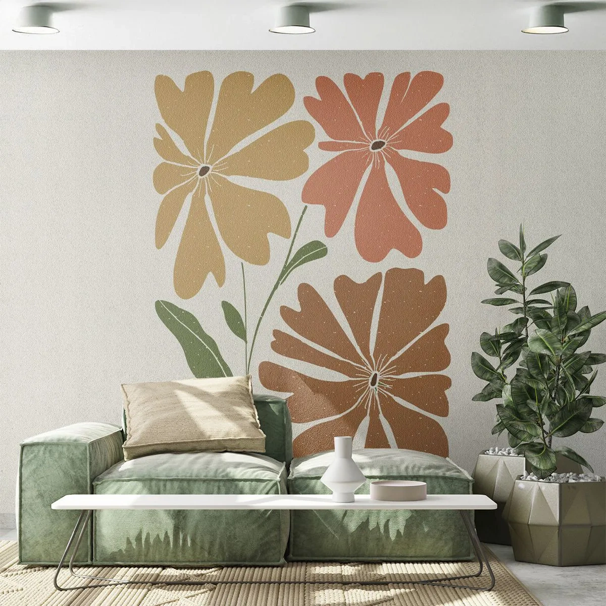 Papel de Parede Premium Sand - Natureza e geometria - Boho, Flores, Minimalismo - 100x70 cm