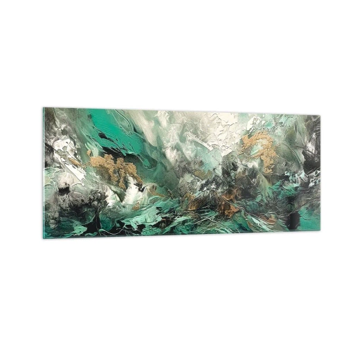 Quadro em vidro - Surf esmeralda e preto - 100x40 cm
