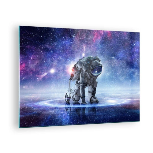 Quadro em vidro - Astronauta no espaço contra o céu estrelado - 70x50cm - Céu estrelado acima de mim - Decoração de parede moderna para a sala de estar e quarto ARTTOR