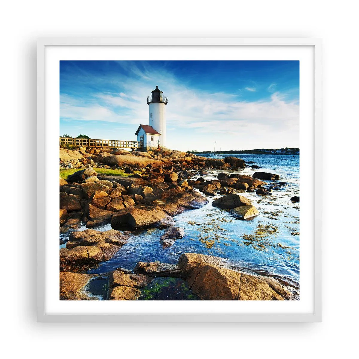 Pôster em moldura branca - Voltem bem, estou à espera - 60x60 cm