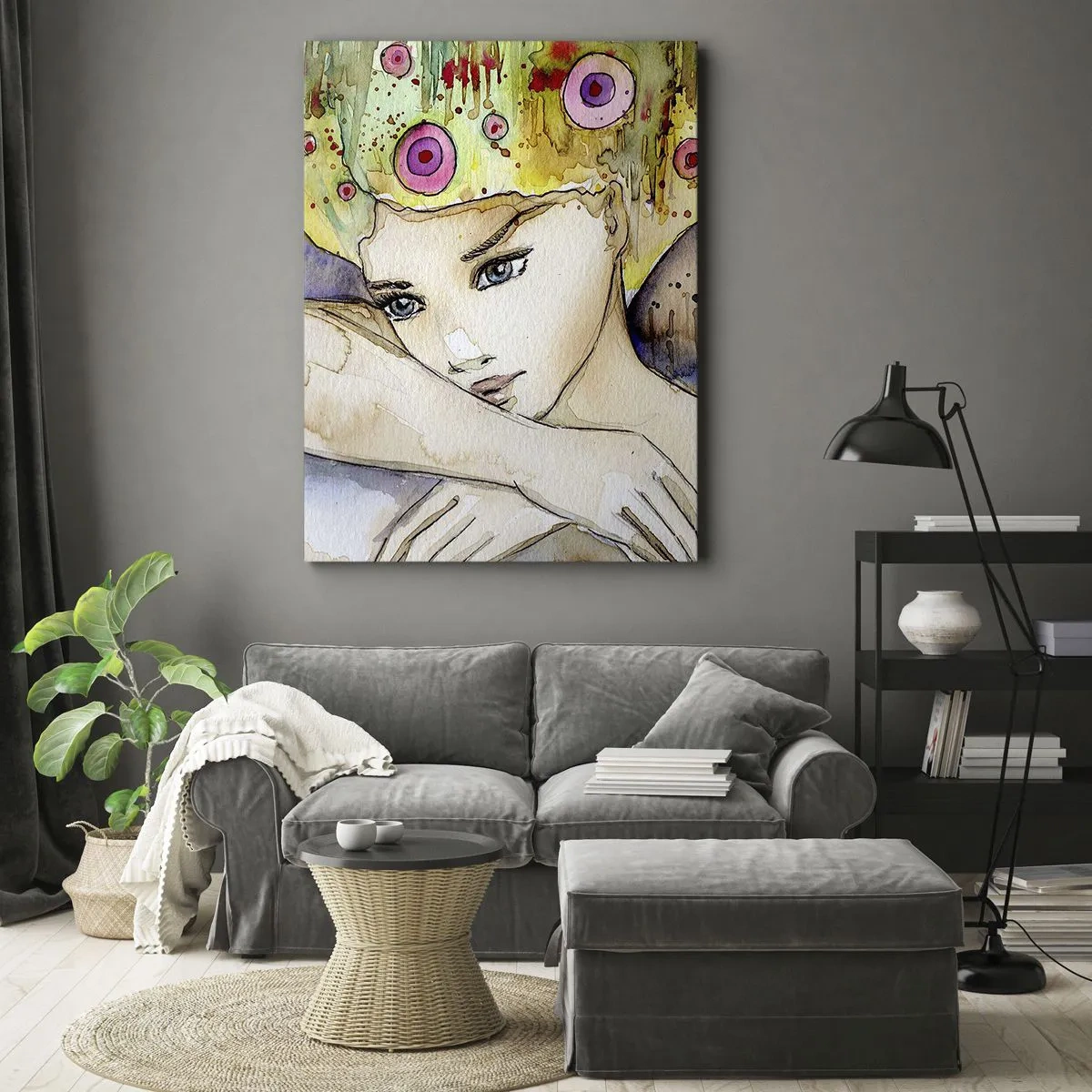 Quadro em tela - Princesa borboleta - 55x100 cm
