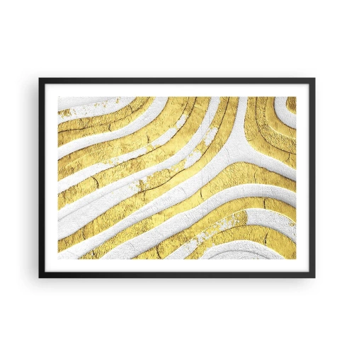 Pôster com moldura preta - Composição a branco e ouro - 70x50 cm
