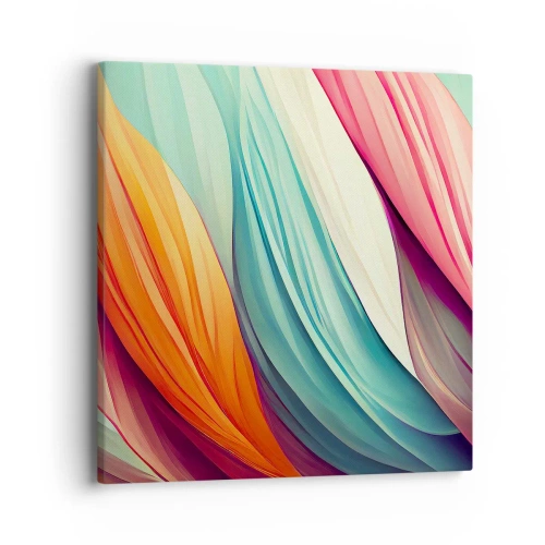 Quadro em tela - Tecido arco-íris - 40x40 cm