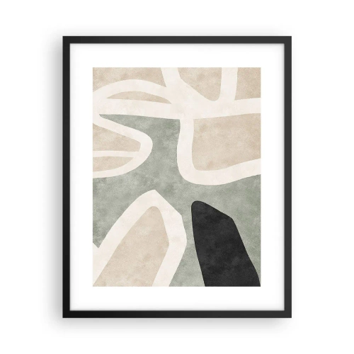 Pôster com moldura preta - Composição com motivo preto - 40x50 cm