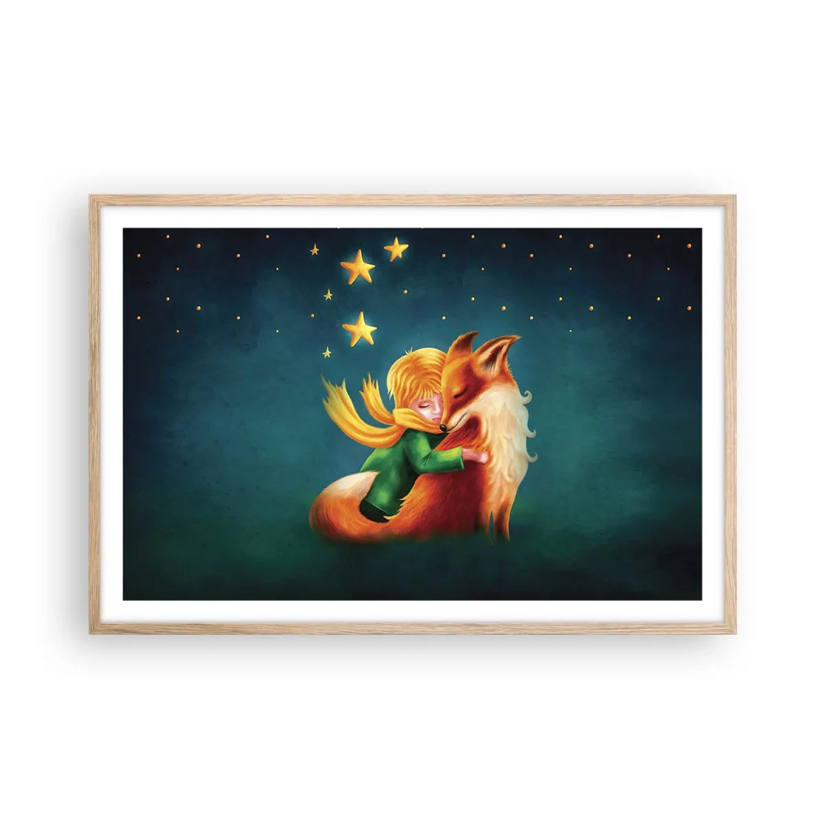 Pôster com moldura de carvalho claro - O Pequeno Príncipe - 91x61 cm