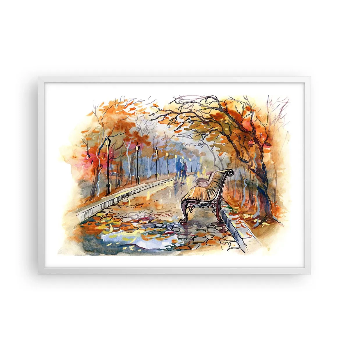 Pôster em moldura branca - Juntos pelo outono - 70x50 cm