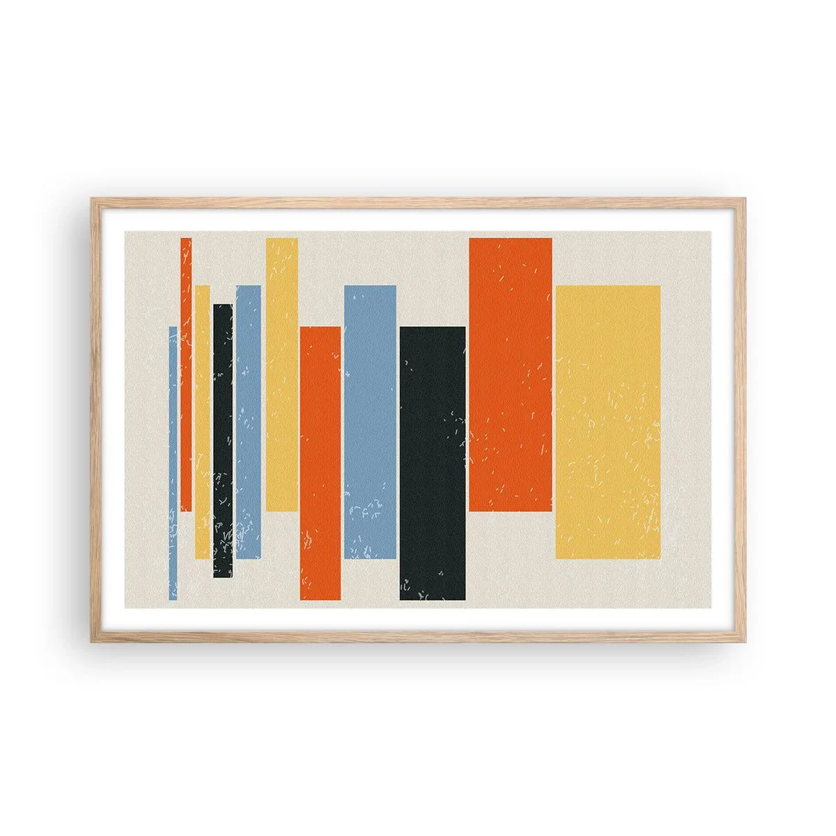 Pôster com moldura de carvalho claro - Notação musical - 91x61 cm