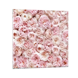 Quadro em vidro - Uma cama de rosas - 70x70 cm