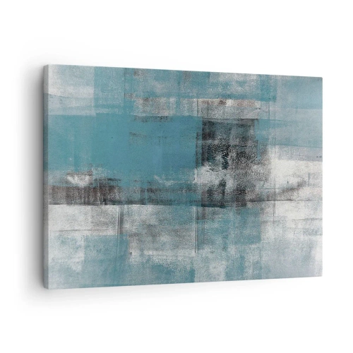 Quadro em tela - Uma composição abstrata em tons de azul com textura e camadas. - 70x50cm - Água e ar - Decoração de parede moderna para a sala de estar e quarto ARTTOR