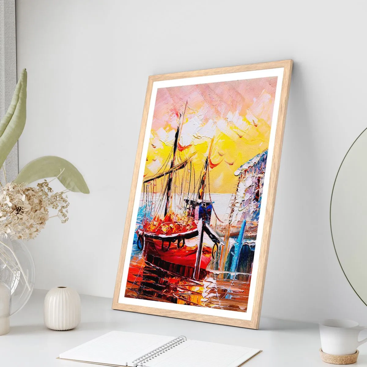 Pôster com moldura de carvalho claro - Feliz retorno - 70x100 cm