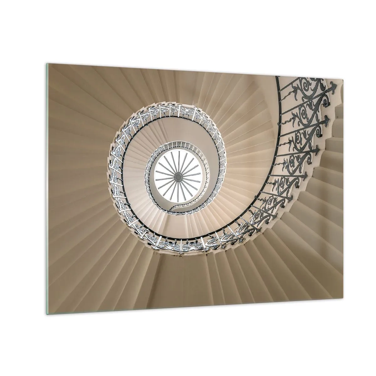 Quadro em vidro - Uma vista de uma escada em espiral que lembra uma concha - 70x50cm - Dentro da casca - Decoração de parede moderna para a sala de estar e quarto ARTTOR