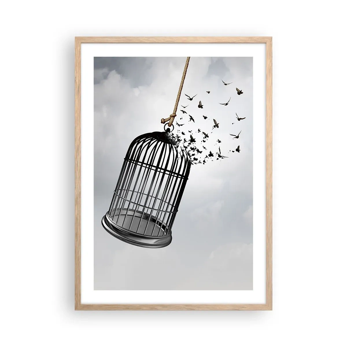 Pôster com moldura de carvalho claro - Fé... Esperança... Liberdade! - 50x70 cm