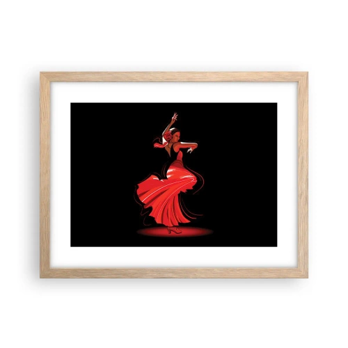 Pôster com moldura de carvalho claro - O espírito ardente do flamenco - 40x30 cm