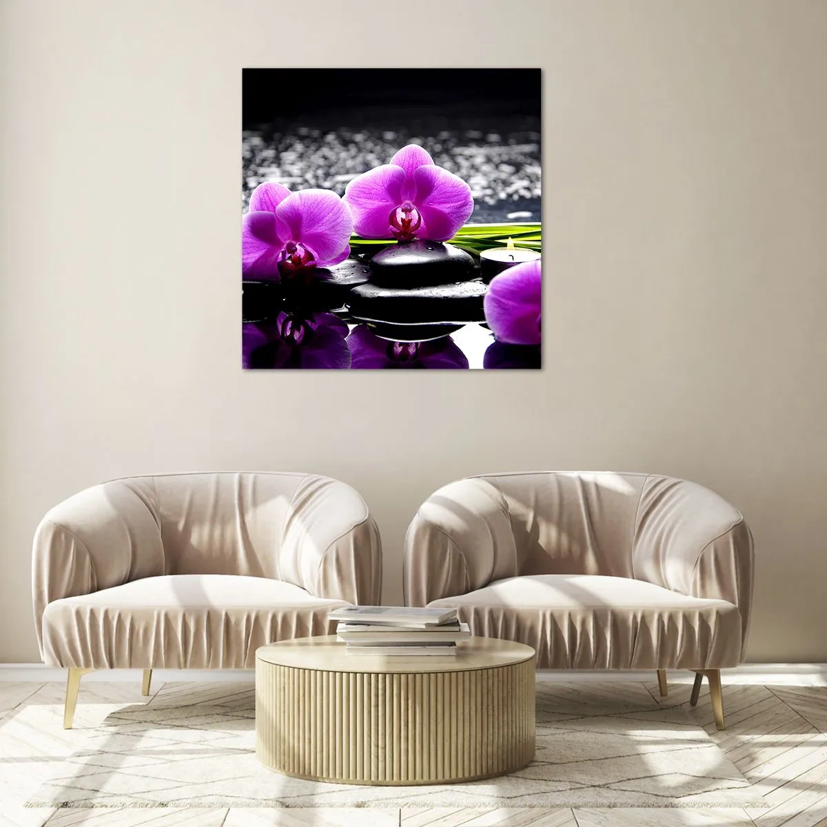 Quadro em vidro - Afogar-se na paz e sossego - 70x70 cm