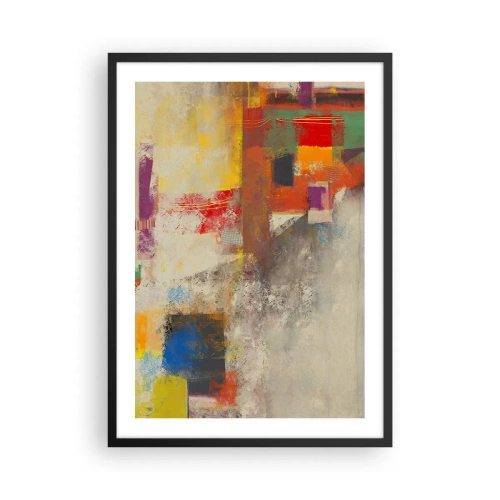 Pôster com moldura preta - Composição abstrata em cores vivas - 50x70cm - Geometria das cores - Decoração de parede moderna para a sala de estar e quarto ARTTOR