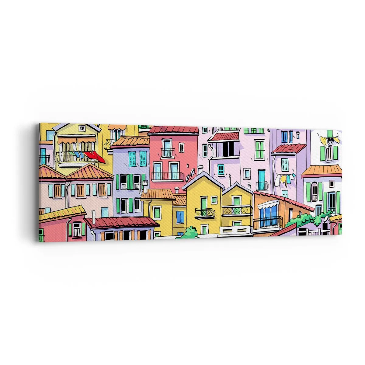 Quadro em tela - Cidade divertida - 90x30 cm