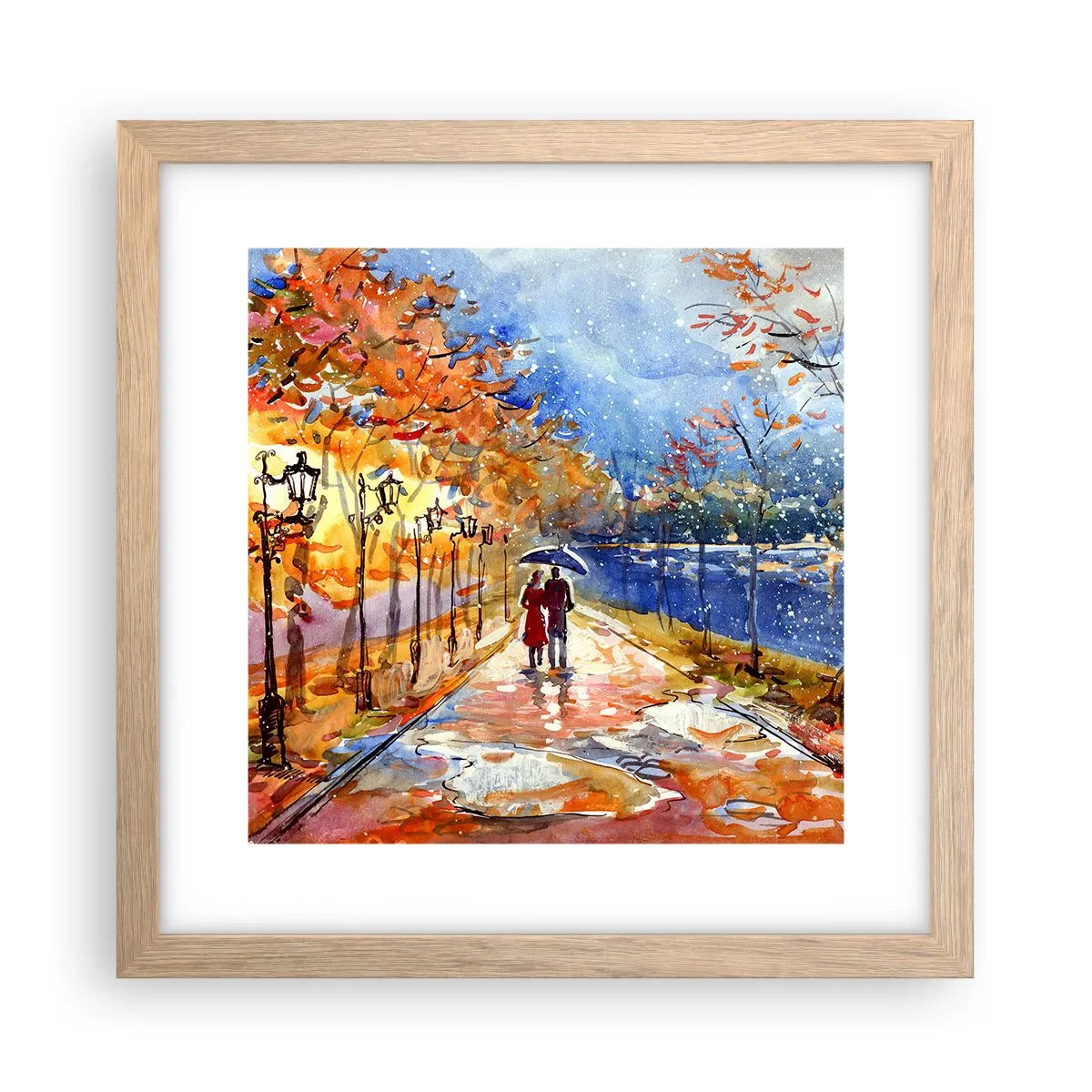 Pôster com moldura de carvalho claro - Juntos até ao limite do tempo - 30x30 cm