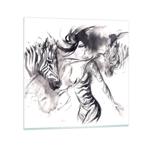 Quadro em vidro - Dançando com as zebras - 30x30 cm