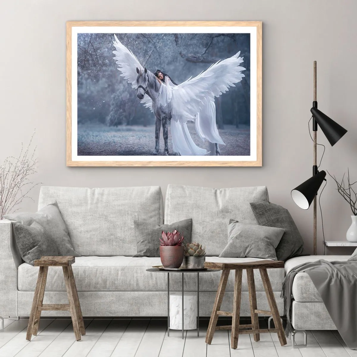 Pôster com moldura de carvalho claro - Momento inspirado - 70x50 cm