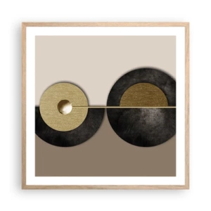 Pôster com moldura de carvalho claro - Variações ao redor do círculo - 60x60 cm