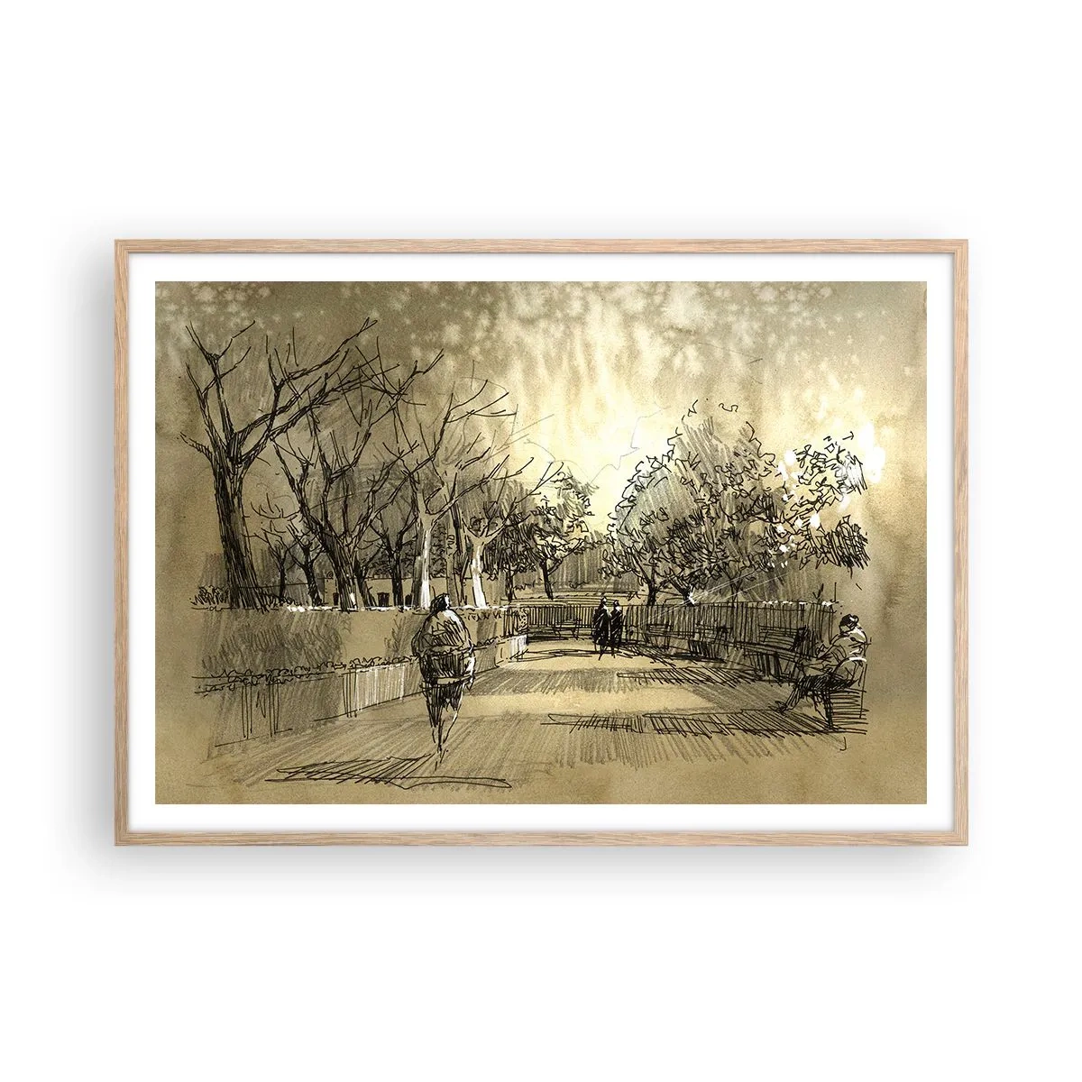 Pôster com moldura de carvalho claro - Um momento capturado por uma pena - 100x70 cm