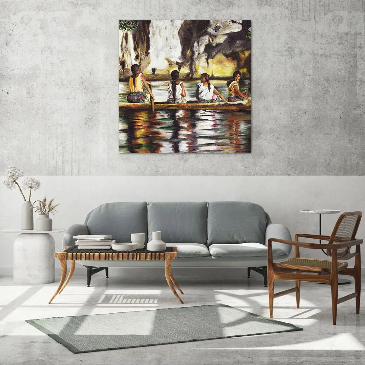 Quadro em vidro - Num paraíso polinésio - 70x70 cm