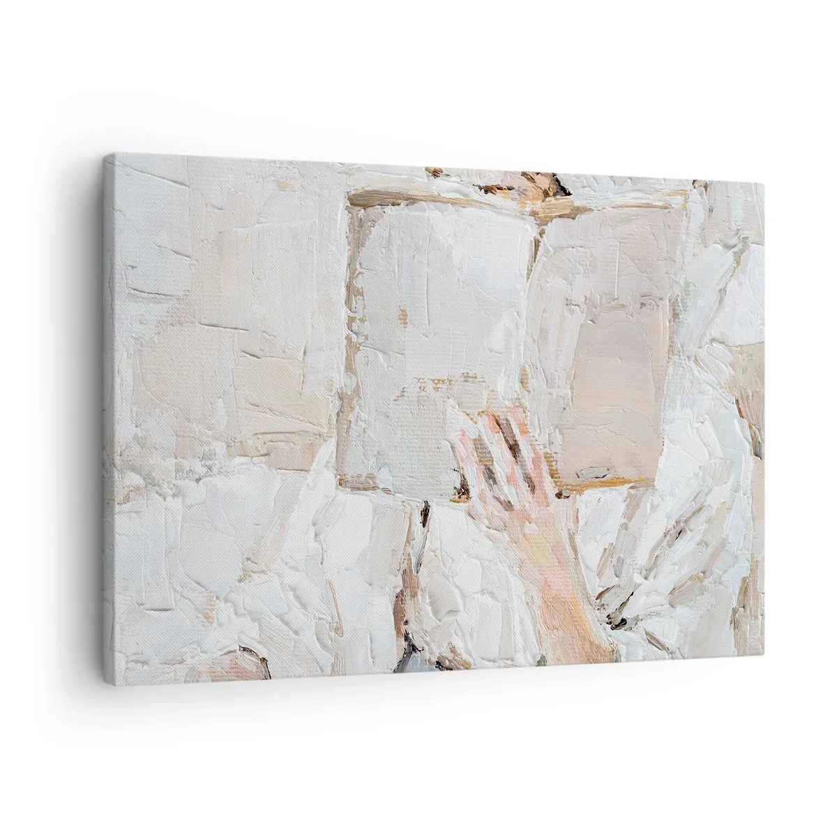 Quadro em tela - Uma pintura impressionista de uma mão segurando um livro aberto. - 70x50cm - Em outro mundo - Decoração de parede moderna para a sala de estar e quarto ARTTOR