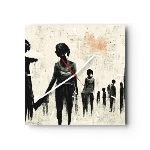 Relógio de parede - Relógio em vidro - Contra a solidão - 30x30 cm