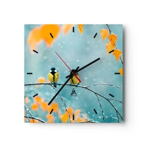 Relógio de parede - Relógio em vidro - Fofoca de pássaros - 30x30 cm