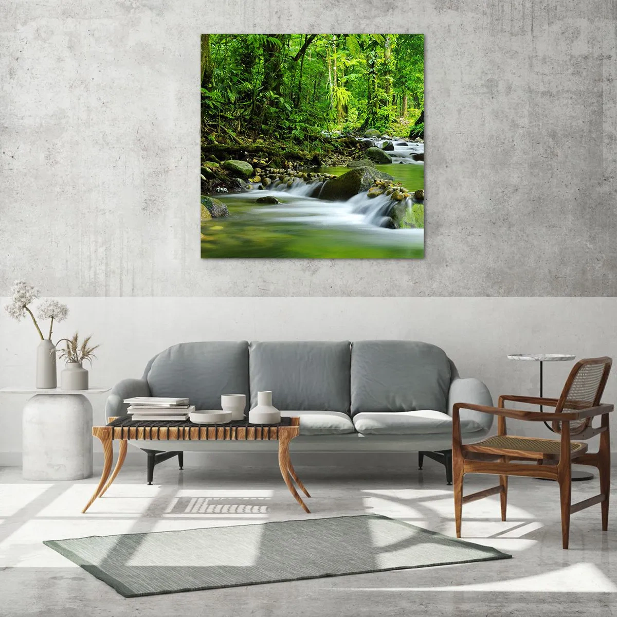 Quadro em vidro - Navegar no mar de vegetação - 40x40 cm