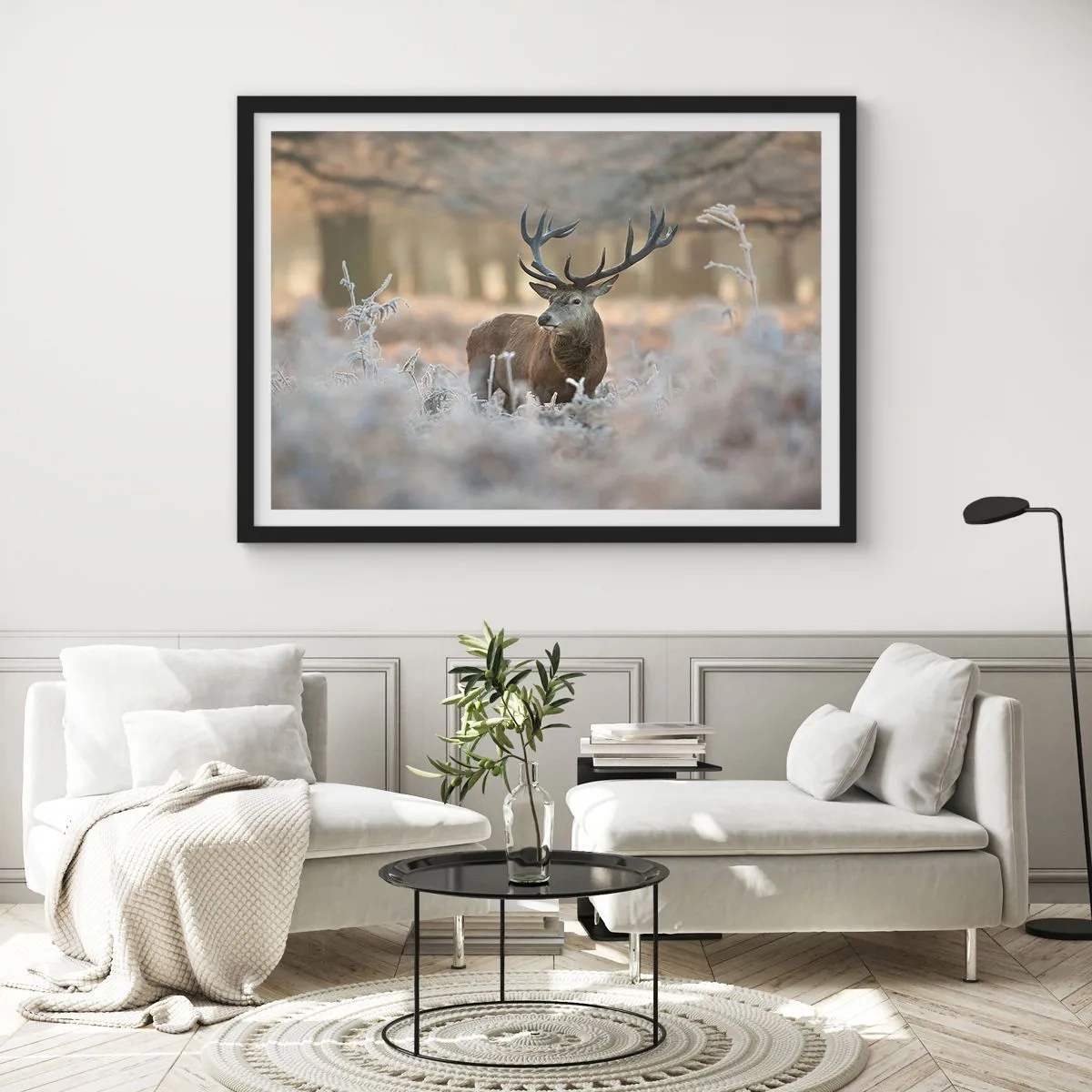 Pôster com moldura preta - Uma manhã fresca - 50x40 cm