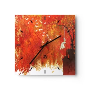 Relógio de parede - Relógio em vidro - Será que vai voar com eles? - 30x30 cm