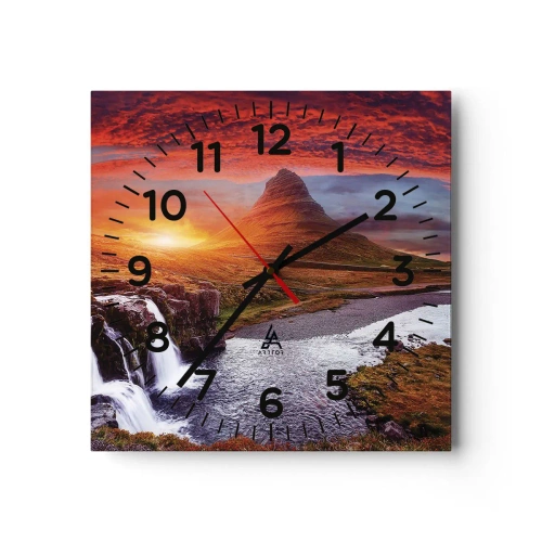 Relógio de parede - Relógio em vidro - A vista da Terra Média - 30x30 cm
