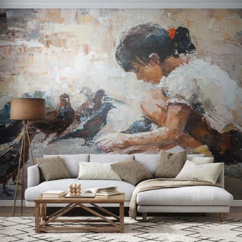 Papel de Parede Premium Canvas - Pequenos e queridos - Garota, Gorducho, Para crianças - 350x256 cm