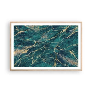 Pôster com moldura de carvalho claro - Veia dourada - 91x61 cm