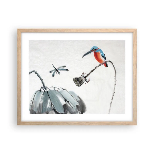 Pôster com moldura de carvalho claro - A vida do prado - 50x40 cm