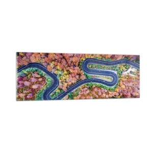 Quadro em vidro - Estrada sinuosa pela floresta - 90x30 cm