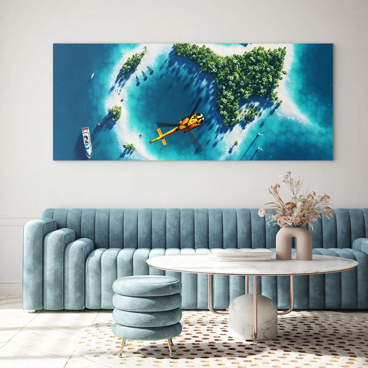 Quadro em vidro - Compre uma ilha para si - 90x30 cm