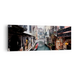 Quadro em tela - Paisagem veneziana com gôndola e ponte - 140x50 cm