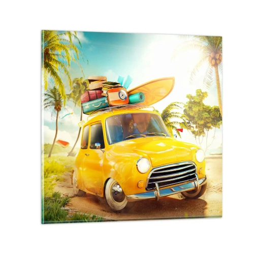 Quadro em vidro - Uma viagem para mais do que um sorriso - 50x50 cm