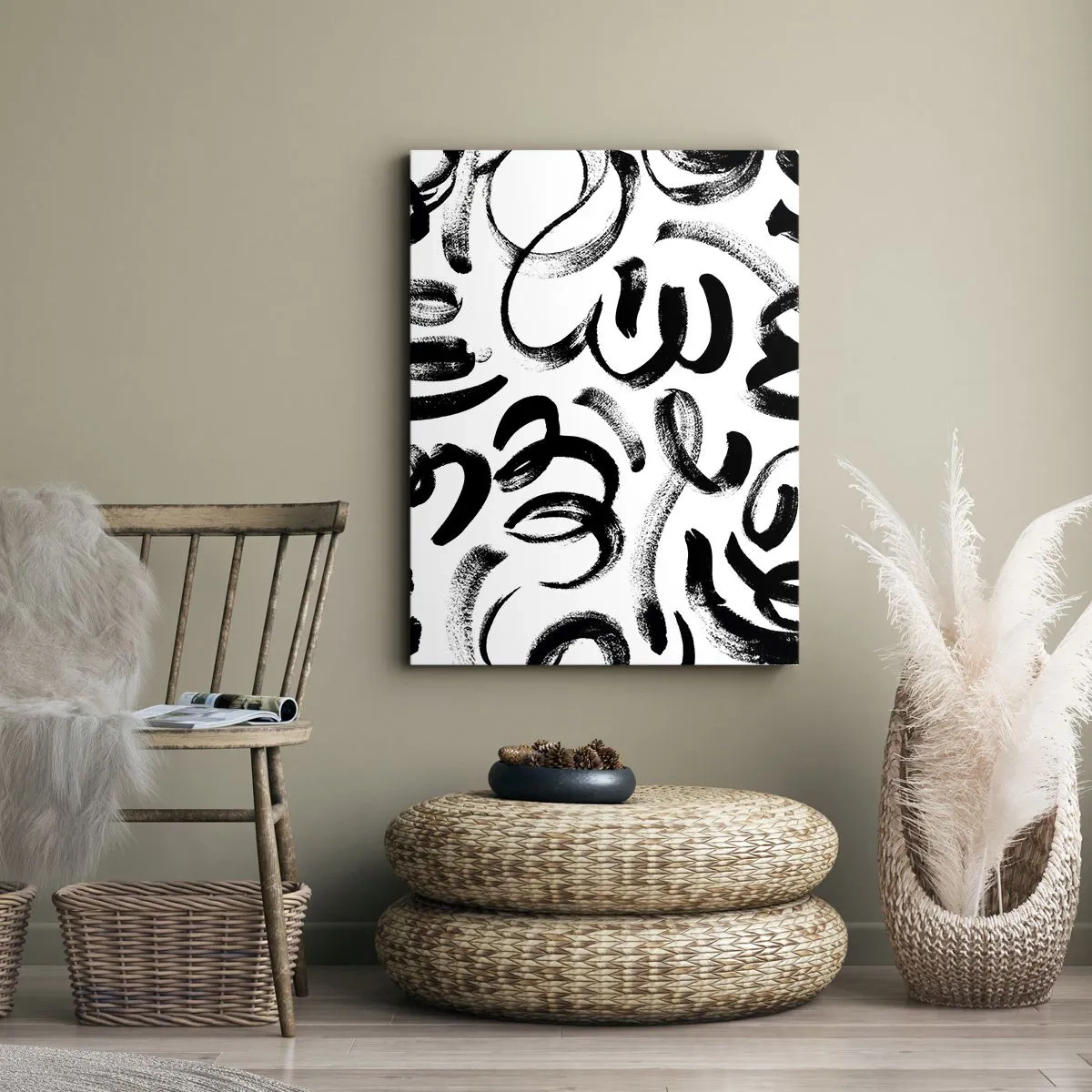 Quadro em tela - Preto sobre branco - 50x70 cm