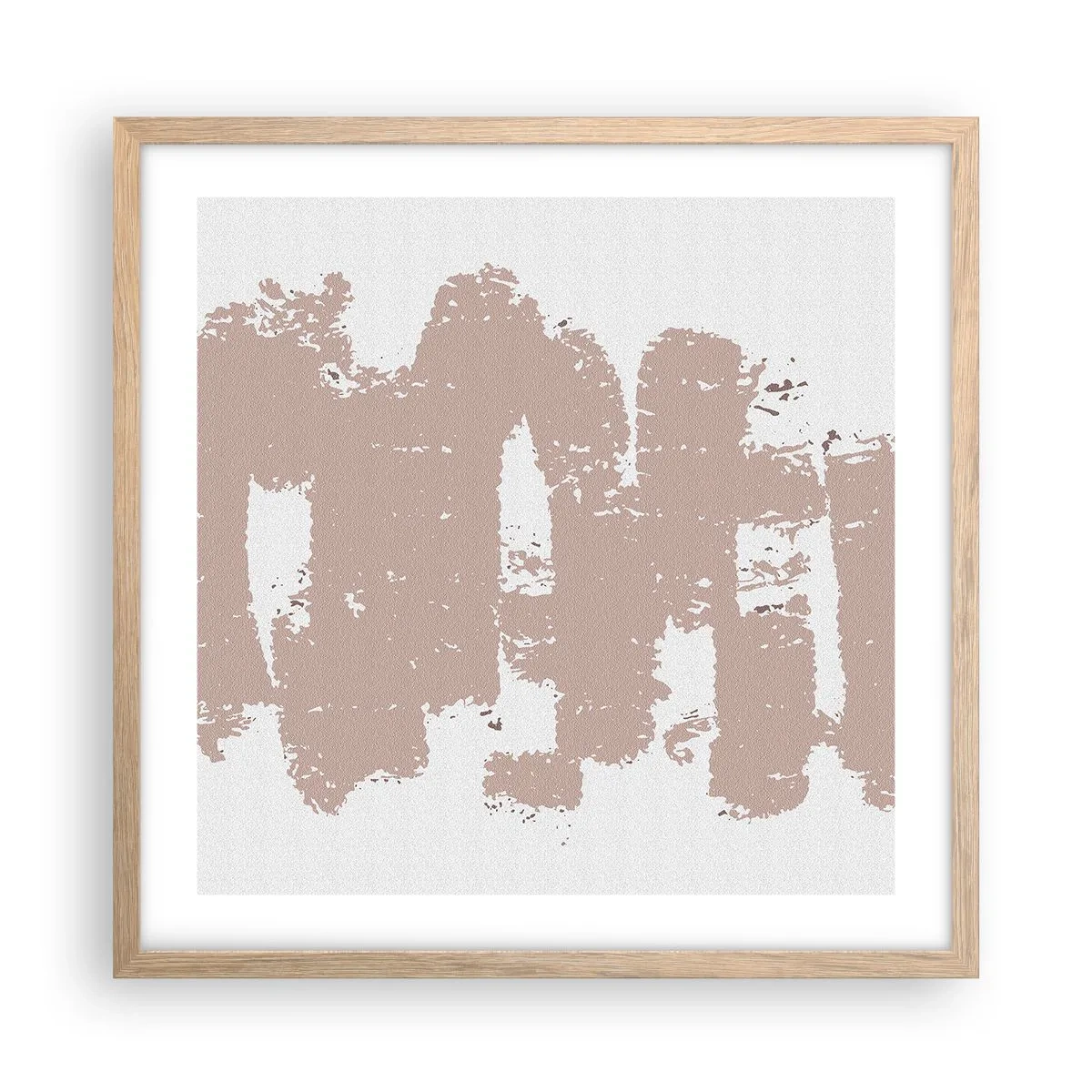 Pôster com moldura de carvalho claro - Abstração em rosa suave - 50x50 cm