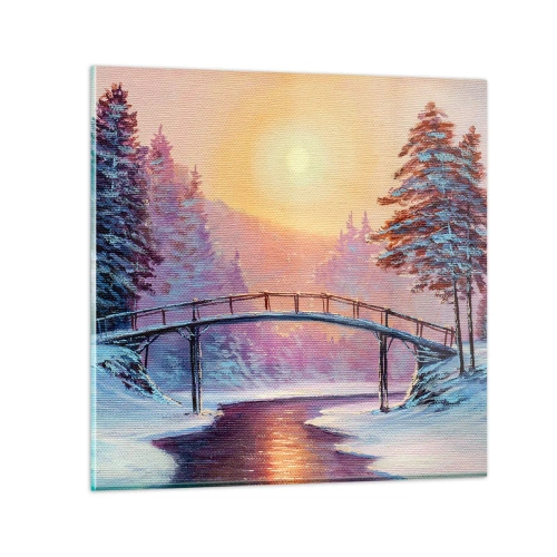 Quadro em vidro - Quatro estações - inverno - 70x70 cm